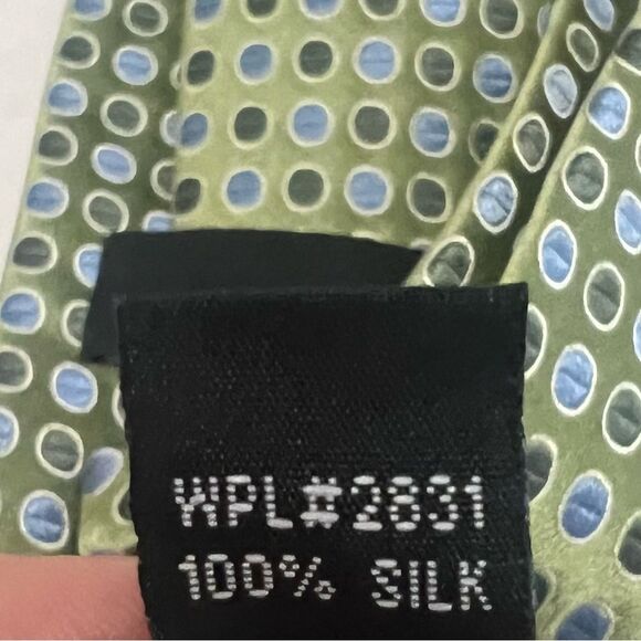 2for25 Jones New York Silk Men’s Tie Green Geometric Designer Business Casual - Picture 6 of 8